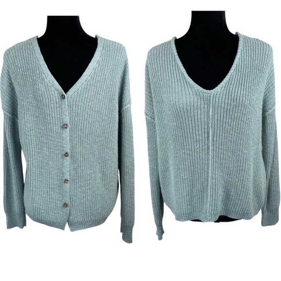 NWT Hippie Rose Reversible Wear it Both Ways Knit V-Neck Cardigan Sweater L - Picture 1 of 12